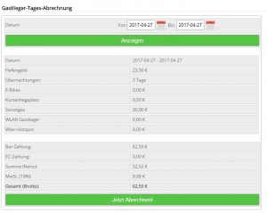 Abrechnung Gastlieger